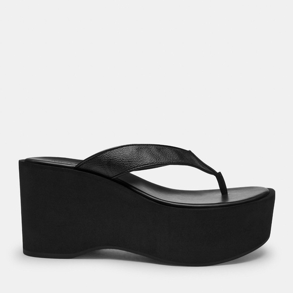 New Coach Black Thong Wedge Sandal In Signature Canvas - Picture 6 of 6